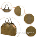 Heavy Duty Large Capacity Durable Fireplace Indoor Outdoor Storage Bags Wax Canvas Firewood Holder Log Carrier Tote Bag